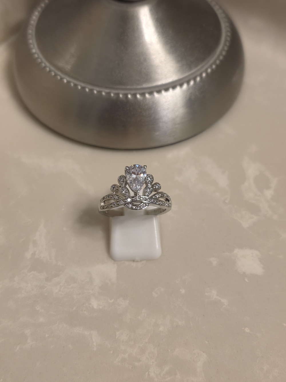 925 Silver and CZ Crown Ring Size 9